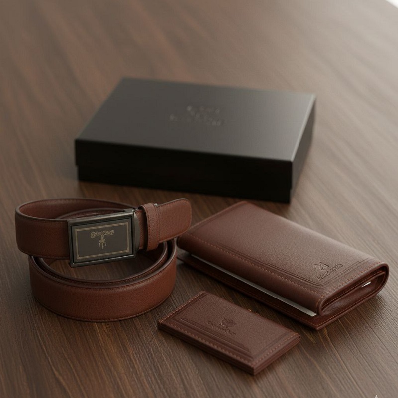 ست کیف و کمربند عسلی مدل M101-عسلی