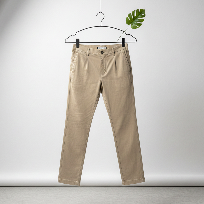 شلوار مردانه بنگال کش دم پا ساده مدل Behnam-کرم