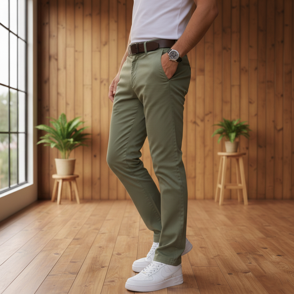 شلوار مردانه بنگال کش دم پا ساده مدل Behnam-سبز