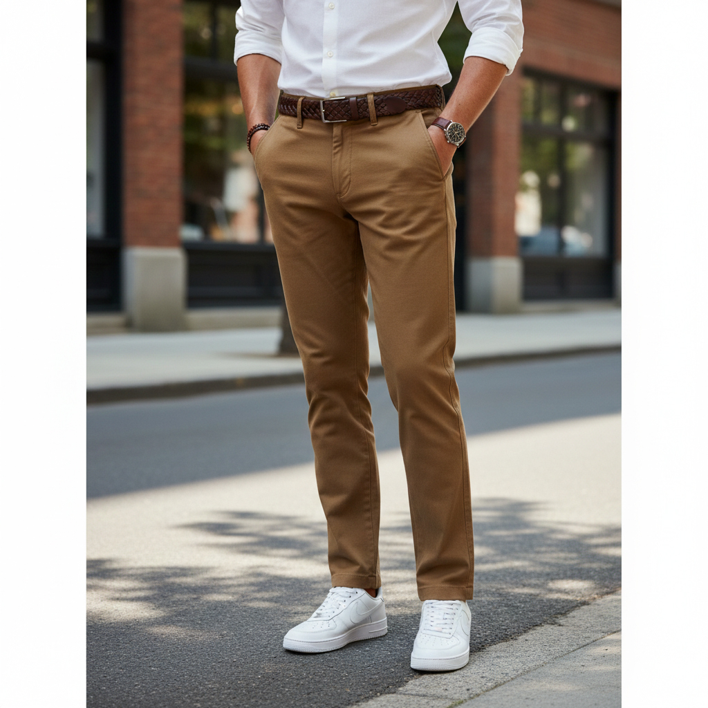 شلوار مردانه بنگال کش دم پا ساده مدل Behnam-خاکی