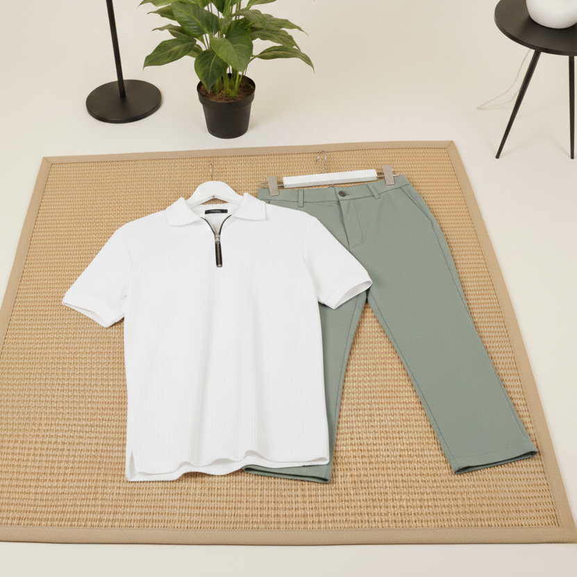 پکیج ست مردانه تیشرت نیم زیپ و شلوار مدل Arashk